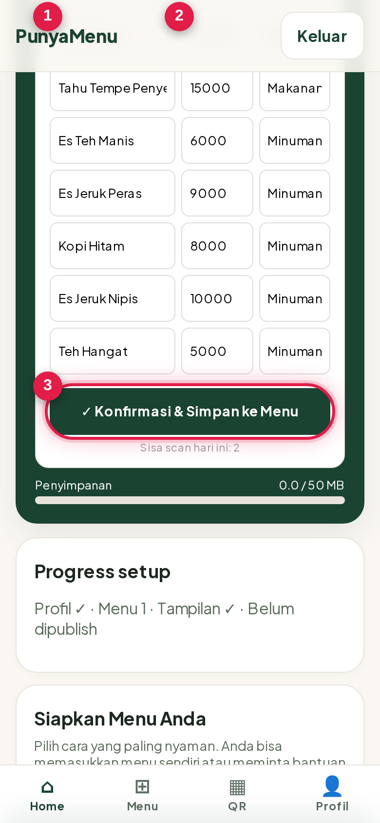 Memeriksa hasil AI